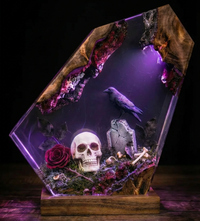 Skull & Crow Lamp